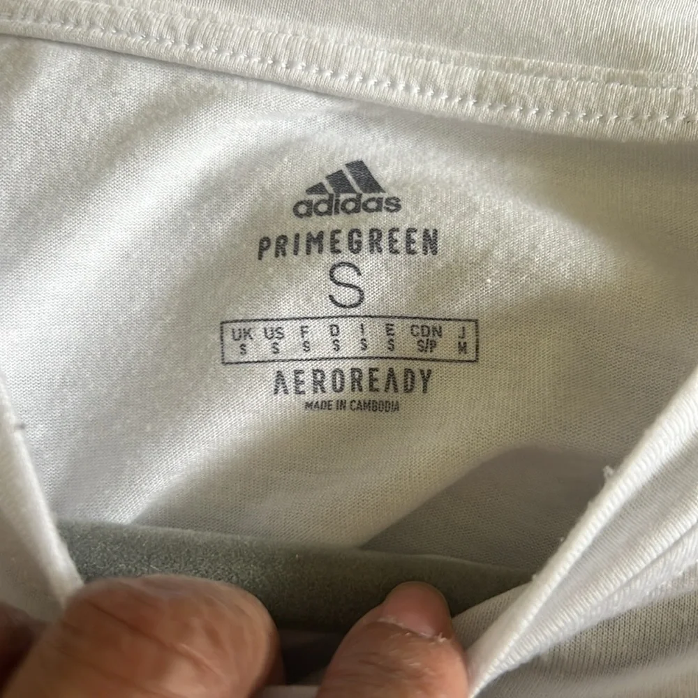 Adidas Aeroready Primegreen White Logo Graphic T-Shirt Size Small